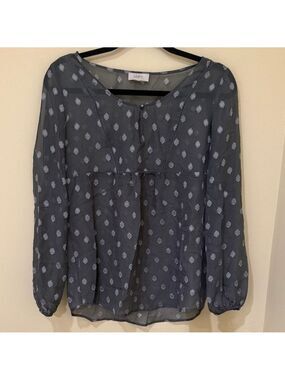 LOFT Gray Patterned Women’s Sheer Blouse Women’s sheer Top Size M